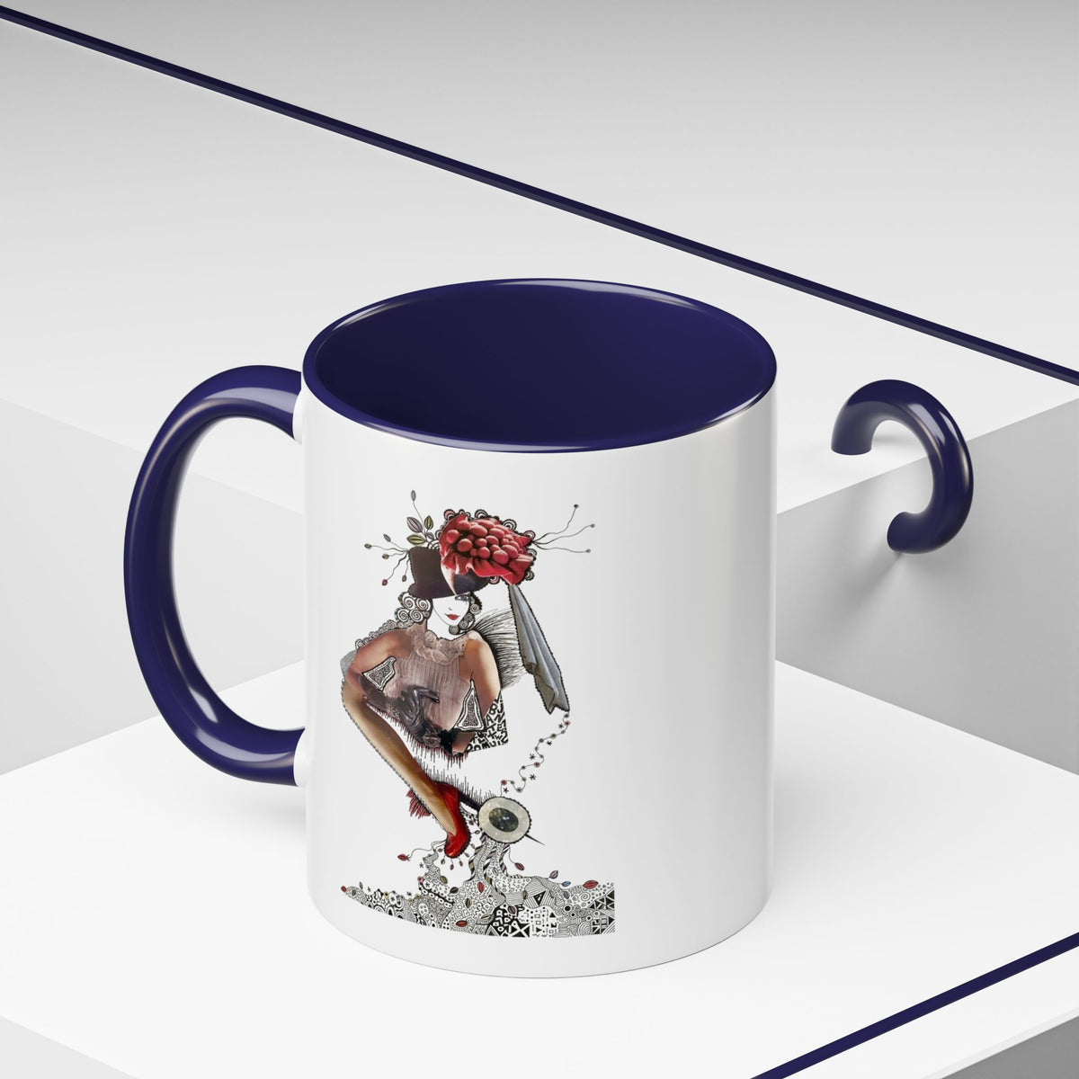 Floral Skull Pinup Mug | Accent Coffee Mug