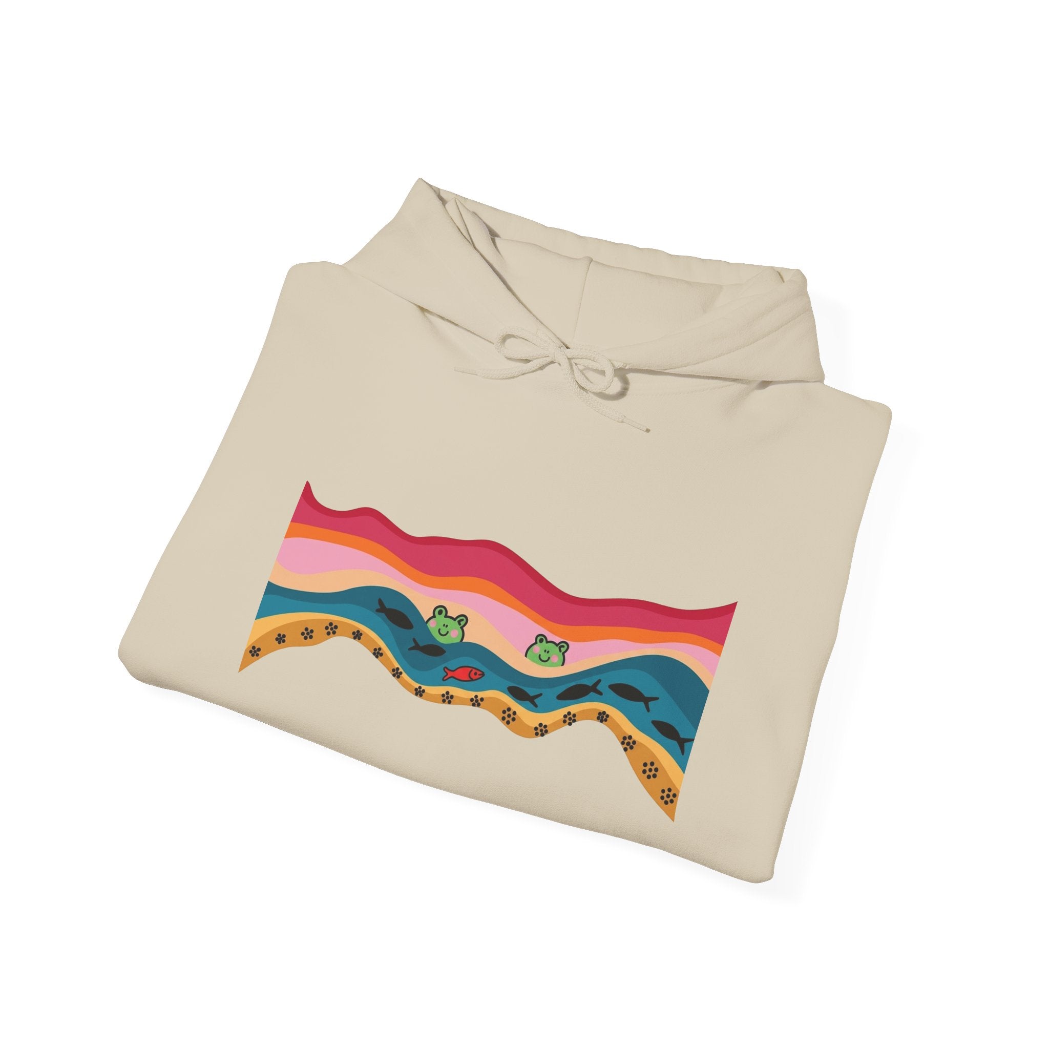 Desert Wave Hoodie — Colorful Sunset Landscape Graphic Sweatshirt