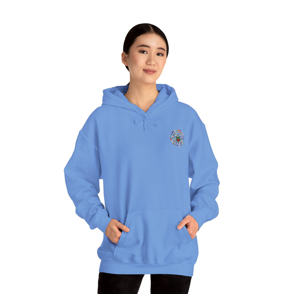 Floral Mandala Logo Hoodie | Small Chest Emblem Sweatshirt