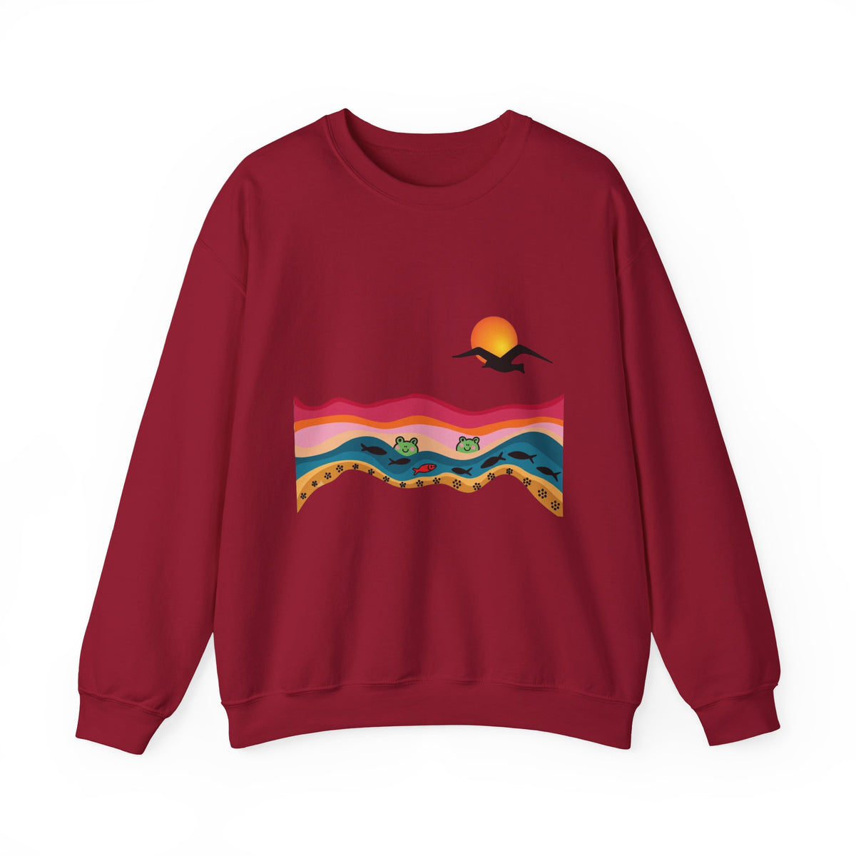 Desert Sunset Landscape Sweatshirt | Sunset Dunes with Road and Bird