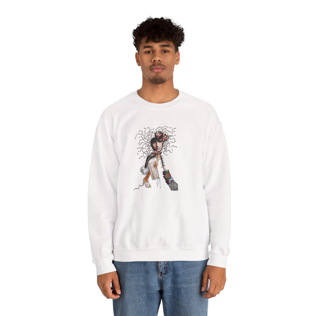 Medusa Goddess Crewneck Sweatshirt — Mythic Floral Medusa Design