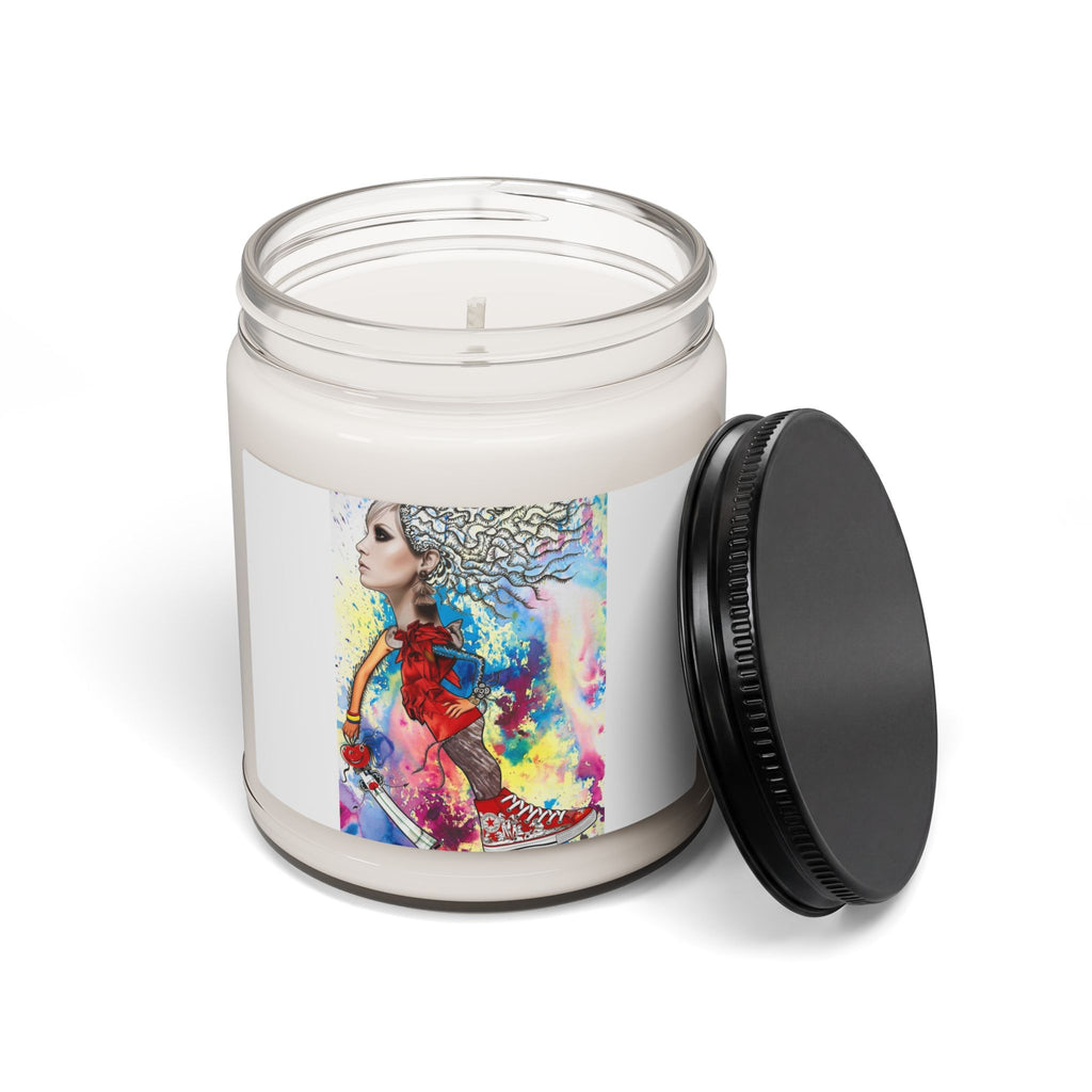 Artistic Goddess Soy Candle — 9oz Scented Jar (Colorful Watercolor Woman)