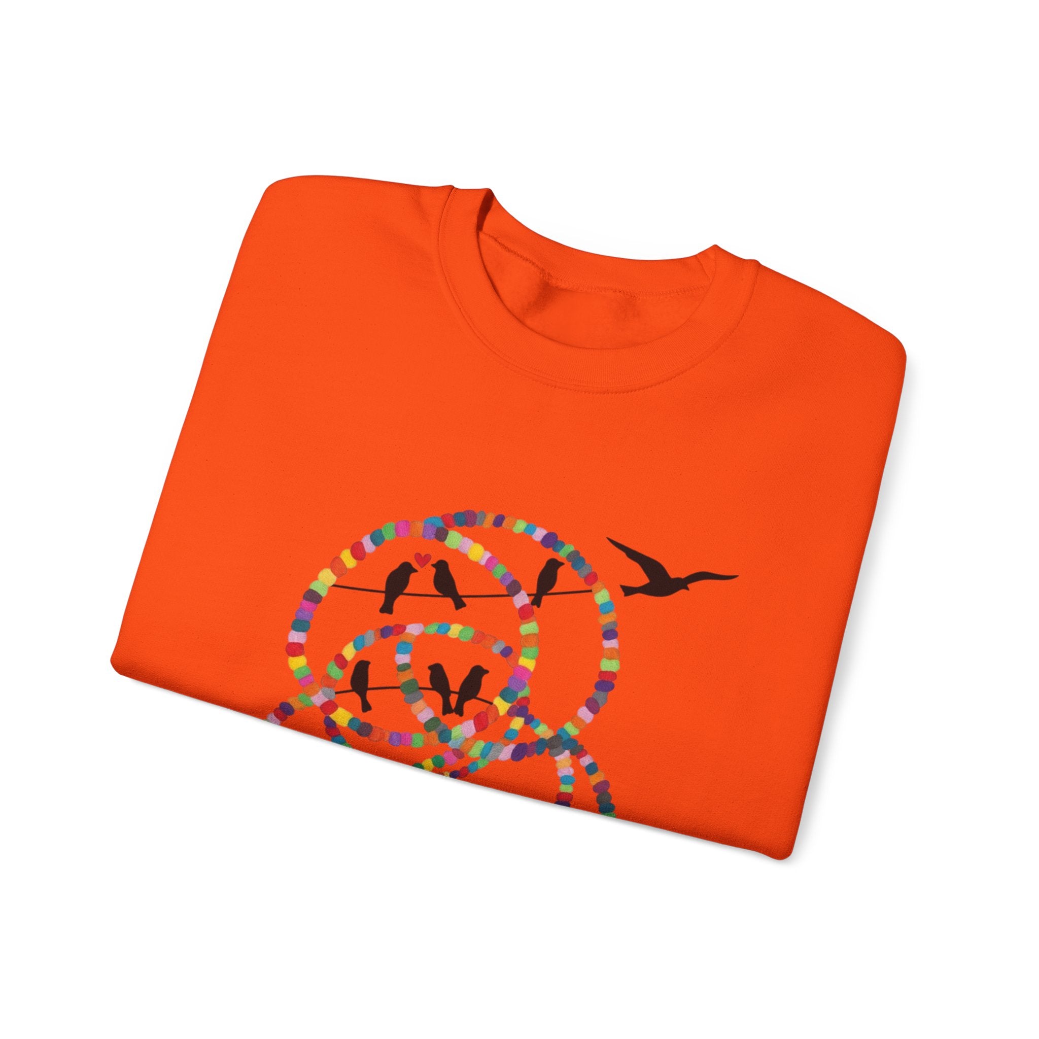 Colorful Hoop Birds sweatshirt | Minimal Circles Bird Silhouette Crewneck